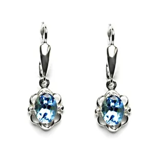 Zlaté náušnice, přírodní topaz swiss, bílé zlato, NK 1140/20