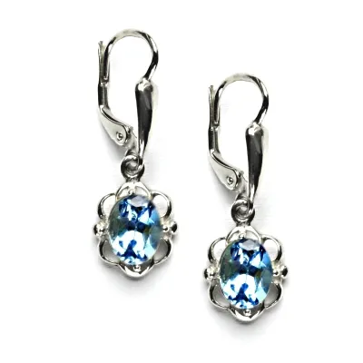 Zlaté náušnice, přírodní topaz swiss, bílé zlato, NK 1140/20