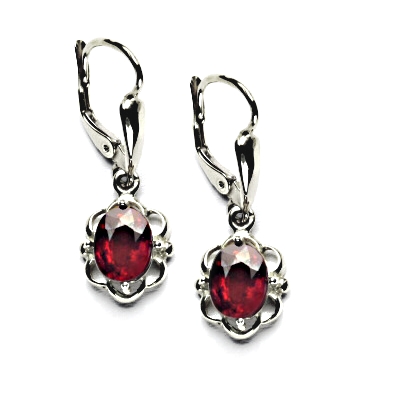 Zlaté náušnice, přírodní rubín, bílé zlato, NK 1140/20