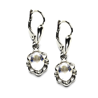 Zlaté náušnice, přírodní růženín, bílé zlato, NK 1140/20