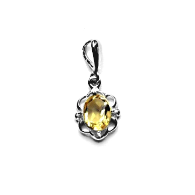Zlatý přívěsek, přírodní citrín, bílé zlato, P 1140/22