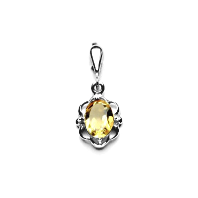 Zlatý přívěsek, přírodní citrín, bílé zlato, P 1140/22