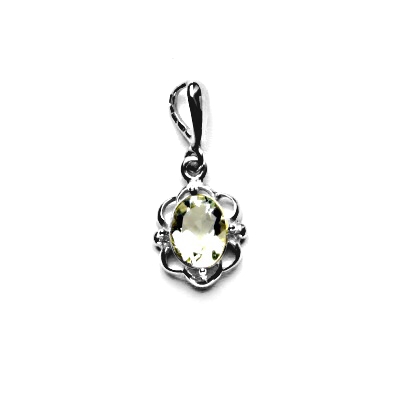 Zlatý přívěsek, přírodní green ametyst, bílé zlato, P 1140/22