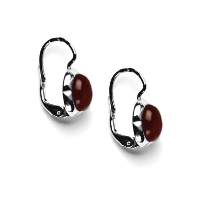 Zlaté náušnice, bílé zlato, přírodní granát, NK 1374