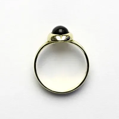 Zlatý prsten, žluté zlato, přírodní černý achát - T 1374 onyx