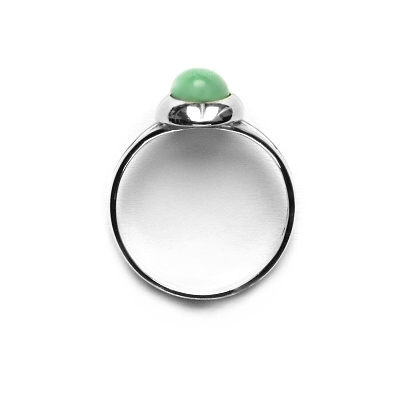 Zlatý prsten, bílé zlato, přírodní avanturin - T 1374