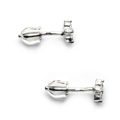 Zlaté náušnice - pomněnka, čiré zirkony, bílé zlato, NŠ 1391