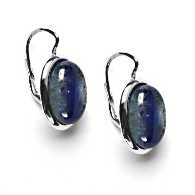 Zlaté náušnice, přírodní kámen kyanit, bílé zlato - NK 1454