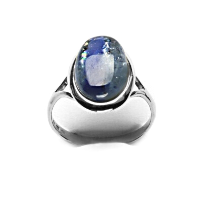 Zlatý prsten, přírodní kyanit, bílé zlato - T 1454 m