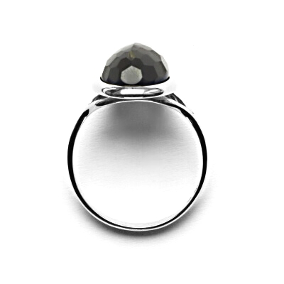 Zlatý prsten, přírodní záhněda šachovnice, bílé zlato - T 1454 m