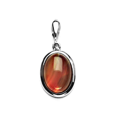 Zlatý přívěsek, přírodní kámen světlý karneol, bílé zlato - P 1454/22