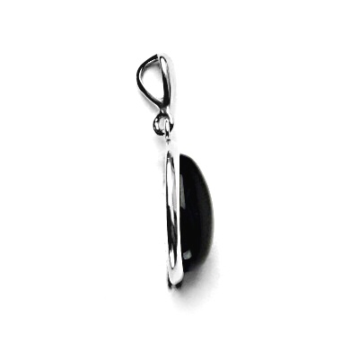 Zlatý přívěsek , přírodní černý achát - onyx, bílé zlato - P 1454/22