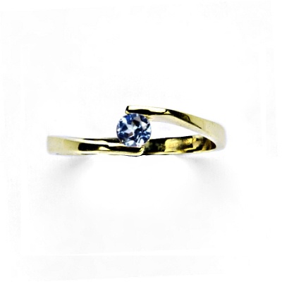 Zlatý prsten, zirkon akvamarin, žluté zlato -  VR 214