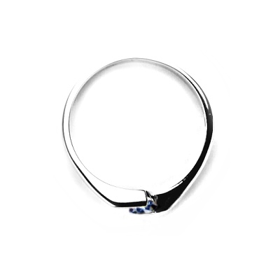 Zlatý prsten, zirkon akvamarin, bílé zlato -  VR 214