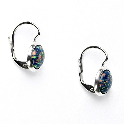 Zlaté náušnice, bílé i žluté zlato, syntetický černý opál - NK 1503