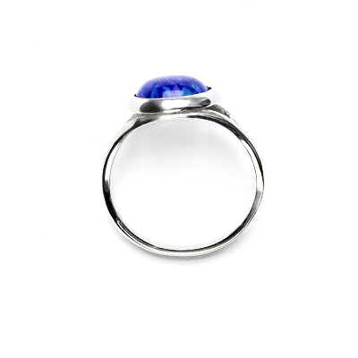 Zlatý prsten, bílé i žluté zlato , syntetický tmavě modrý opál - T 1503