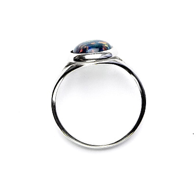 Stříbrný prsten, syntetický černý opál - T 1503