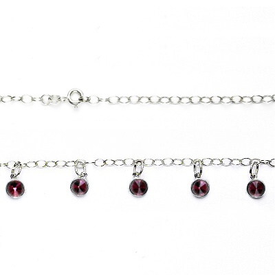 Stříbrný náhrdelník, Swarovski krystaly fuchsia, NH 1336