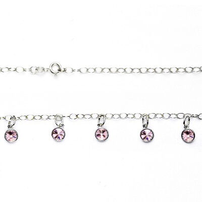 Stříbrný náhrdelník, Swarovski krystaly light rose, NH 1336
