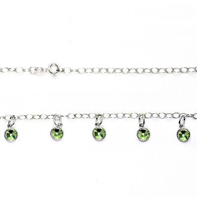 Stříbrný náhrdelník, Swarovski krystaly peridot, NH 1336