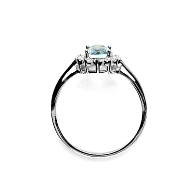 Zlatý prsten s diamanty, přírodní topaz swiss 7x5 mm, bílé zlato - VR 247