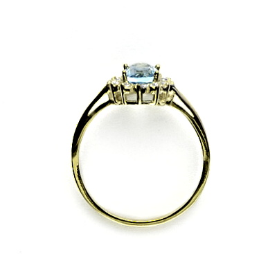 Zlatý prsten s diamanty, přírodní topaz swiss 7x5 mm, žluté zlato - VR 247