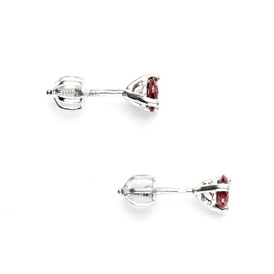 Zlaté náušnice, zirkony rubín, bílé zlato, VE 11