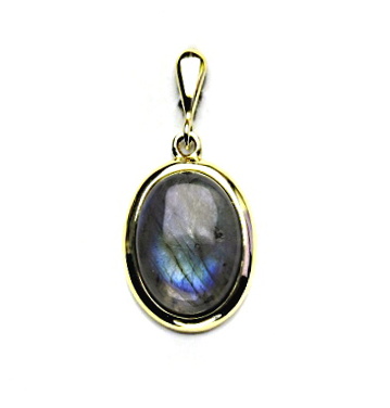 Zlatý přívěsek, žluté i bílé zlato, přírodní labradorit - P 1454/22