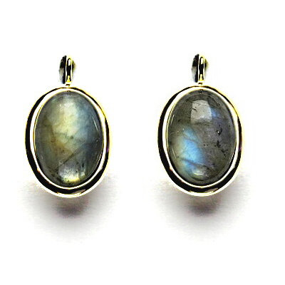 Zlaté náušnice, žluté i bílé zlato ,přírodní kámen labradorit - NK 1454