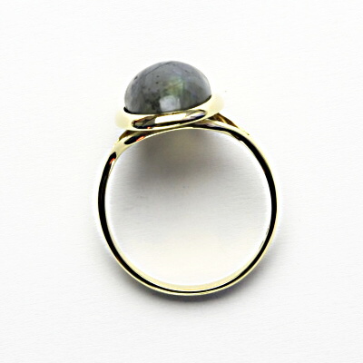 Zlatý prsten, žluté i bílé zlato, přírodní labradorit - T 1454 m