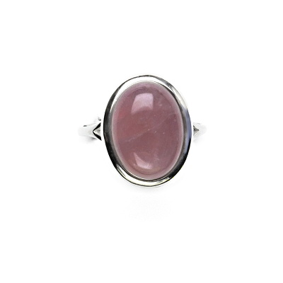 Stříbrný prsten, přírodní růženín malinový, 16 x 12 mm, T 1455