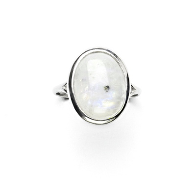 Stříbrný prsten, přírodní měsíční kámen, 16 x 12 mm, T 1455