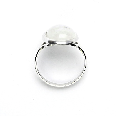 Stříbrný prsten, přírodní měsíční kámen, 16 x 12 mm, T 1455