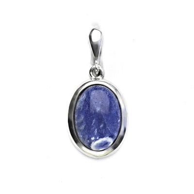 Zlatý přívěsek, bílé i žluté zlato, přírodní sodalit - P 1454/22
