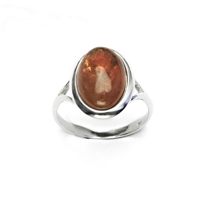 Zlatý prsten, bílé i žluté zlato,  přírodní kámen granát Hessonite - T 1454 m