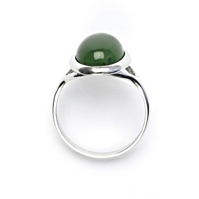 Zlatý prsten, bílé i žluté zlato, přírodní kámen nefrit - T 1454 m 