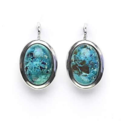 Stříbrné náušnice, přírodní kámen chryzokol světlý - NK 1454