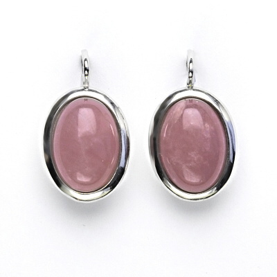 Zlaté náušnice, bílé i žluté zlato, přírodní kámen růženín malinový - NK 1454