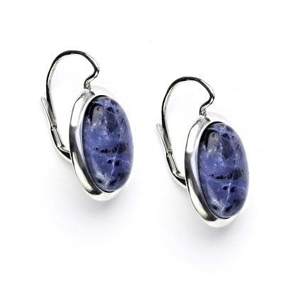 Stříbrné náušnice, přírodní kámen sodalit - NK 1454