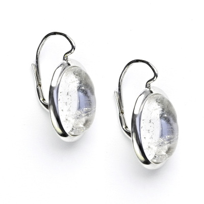 Zlaté náušnice, bílé i žluté zlato, přírodní kámen křišťál - NK 1454