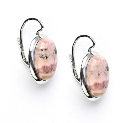 Stříbrné náušnice, přírodní kámen rodochrozit - NK 1454