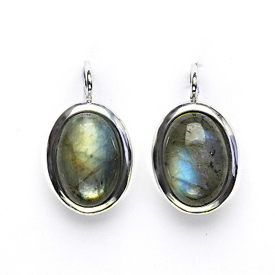Stříbrné náušnice, přírodní kámen labradorit - NK 1454 