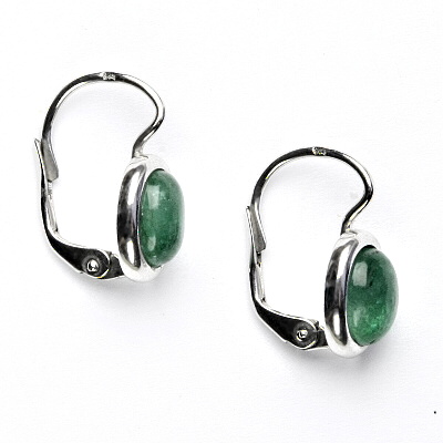 Stříbrné náušnice, přírodní smaragd A+   - NK 1355