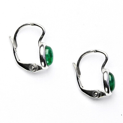 Stříbrné náušnice, přírodní smaragd A, NK 1353