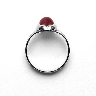 Stříbrný prsten, přírodní rubín AA+, T 1374