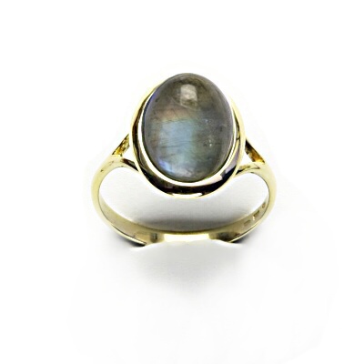 Zlatý prsten, žluté i bílé zlato, přírodní labradorit - T 1454 m