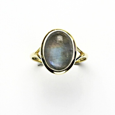 Zlatý prsten, žluté i bílé zlato, přírodní labradorit - T 1454 m