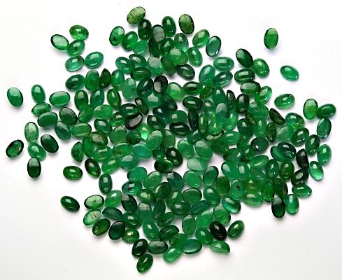 Stříbrné náušnice, přírodní smaragd A+, 6x4, NK 1353