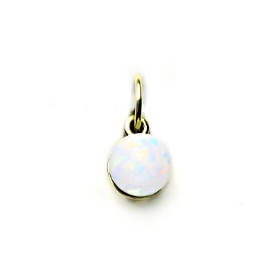 Zlatý přívěsek, bílý syntetický opál, žluté zlato, P 1183  6 mm