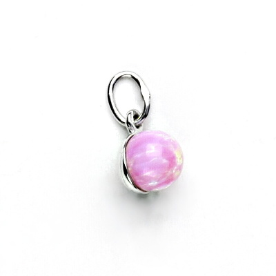 Zlatý přívěsek, růžový syntetický opál, bílé zlato, P 1183